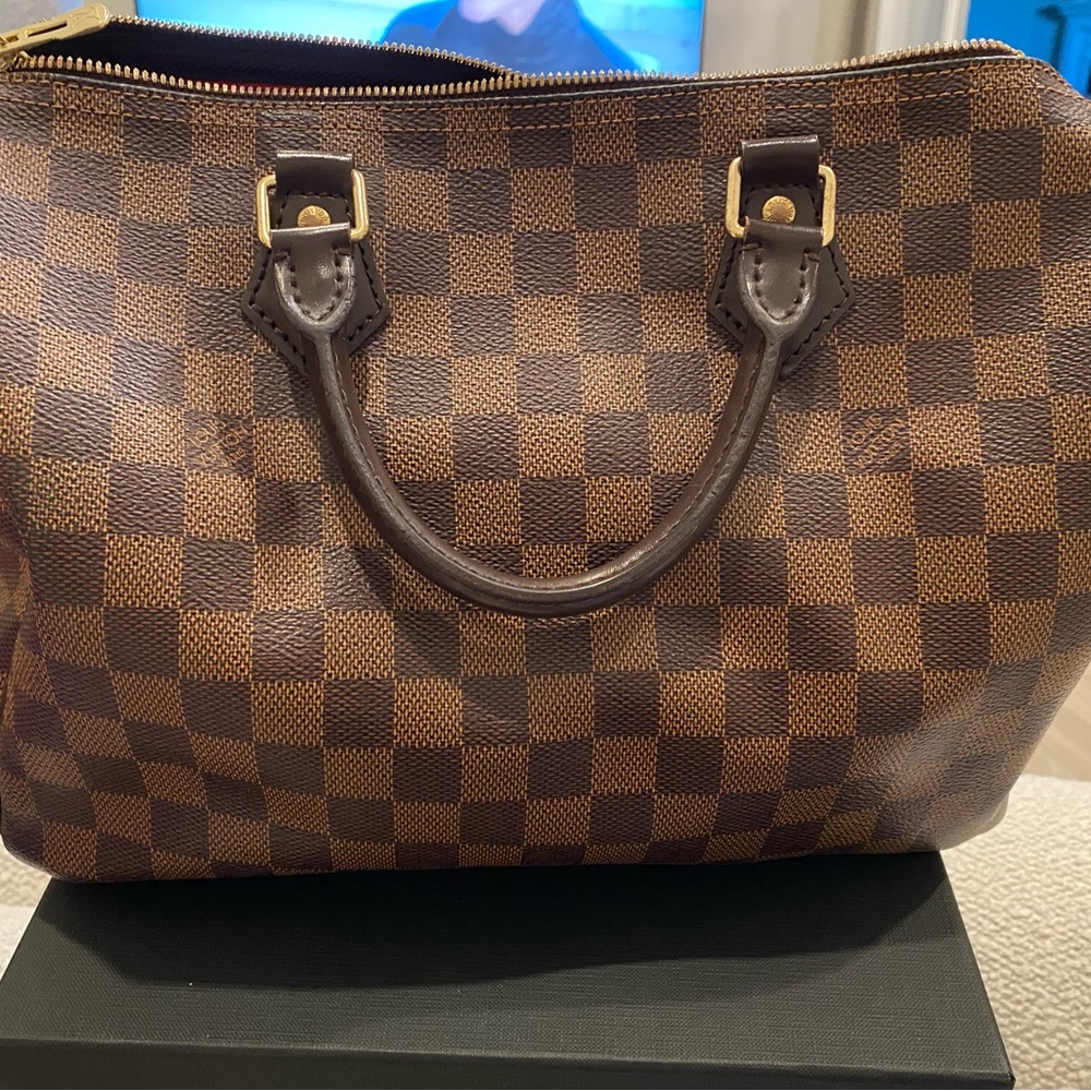 Brown Checkered Handbag